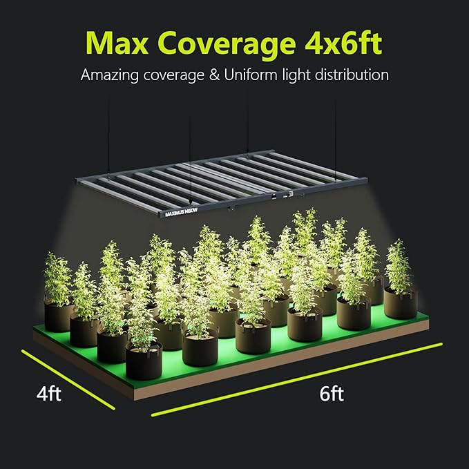 Maximus 1450W 12 Bars LED Grow Light Daisy Chain &amp Dimmable for Indoor Plants Sunlike Full Spectrum Commercial Hydroponic Growing Lamp 4x6FT Coverage Replace HPS 1000W