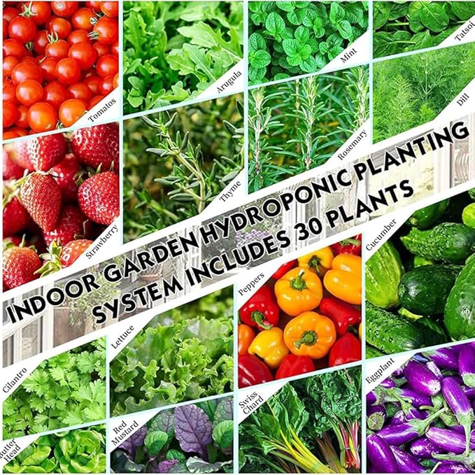 Hydroponics Tower Garden Hydroponic Growing System Aeroponics Growing Kit for Herbs Fruits and Vegetables with Hydrating Pump Adapter Net Pots Timer for Fruits Vegetables and Herbs ( 18holes)