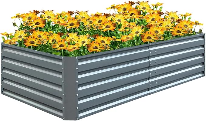 80 x 40 x 19Galvanized Raised Garden Bed Metal Planter Box Gray Steel Plant Raised Garden Bed Kit Planter Boxes Outdoor for Growing VegetablesFlowersFruitsHerbsand Succulents