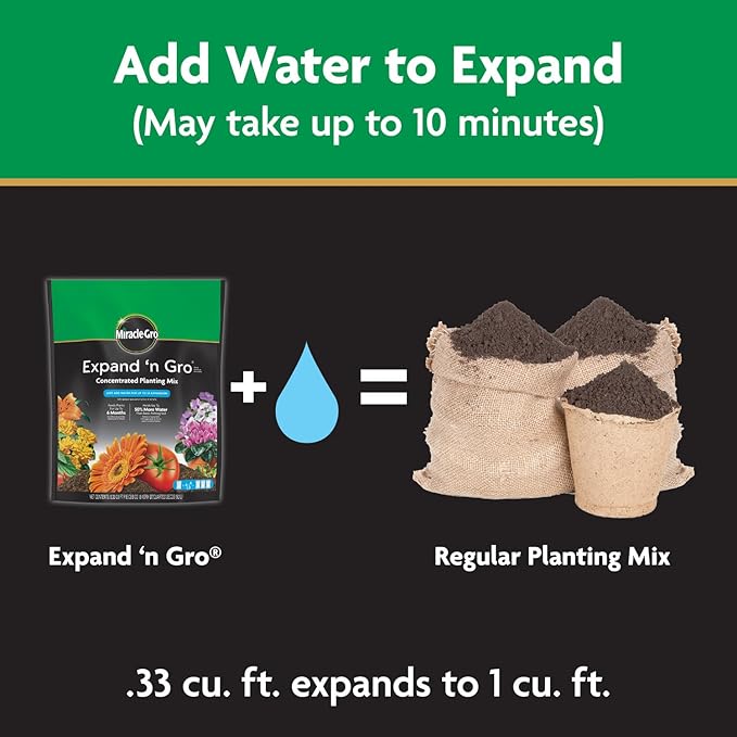 Miracle-Gro Planting Mix .33 cu. ft. 2-Pack | Concentrated | Expands to 1 cu. ft. | For Containers | For In-Ground Use