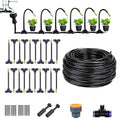 Garden Watering System Greenhouse Mist Drip Irrigation Kit 65Ft Hanging Plant Watering System with 20 Three-Way Atomizing Nozzle and 12mm Irrigation Tubing Hose Gold