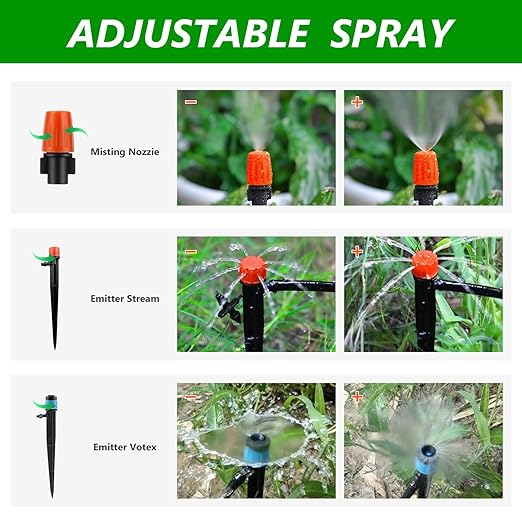 256FT Automatic Drip Irrigation System KitAutomatic Garden Watering Misting System for Greenhouse Yard Plant Lawn with 1/2 inch Hose 1/4 inch Distribution Tubing and Accessories