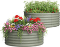 DDK Galvanized Raised Garden Bed Round Outdoor Planter Bed 4x4x1.5ft Metal Planter Box for Gardening and Planting2PackLG