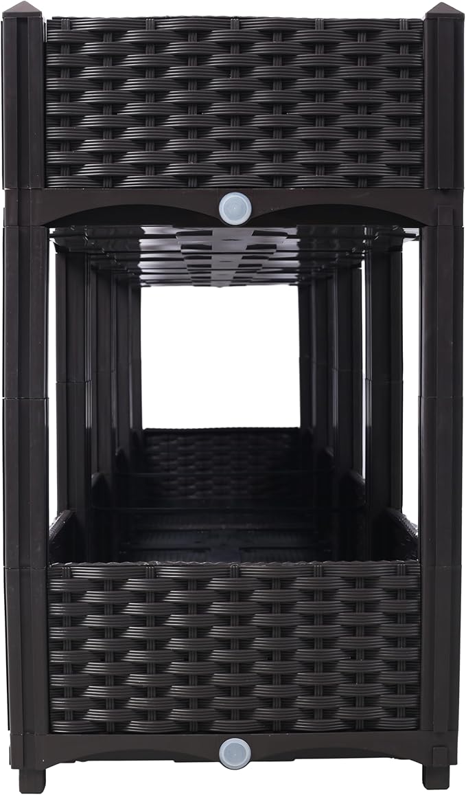 Planter Raised Beds - Elevated Planter Garden Box with Drainage Plug Raised Garden Beds for Vegetable/Flower/Outdoor Standing Planter Beds Gardening KitBrown63x15.7x27.7