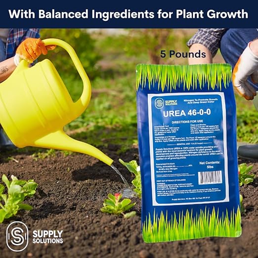 Supply Solutions Urea 46-0-0 Nitrogen Fertilizer to Stimulate Lush Growth and Deep Green Color - Plant Food Plant Fertilizer for Plants Lawn Garden - Bloom Booster for Flowers Fruits (5lbs)