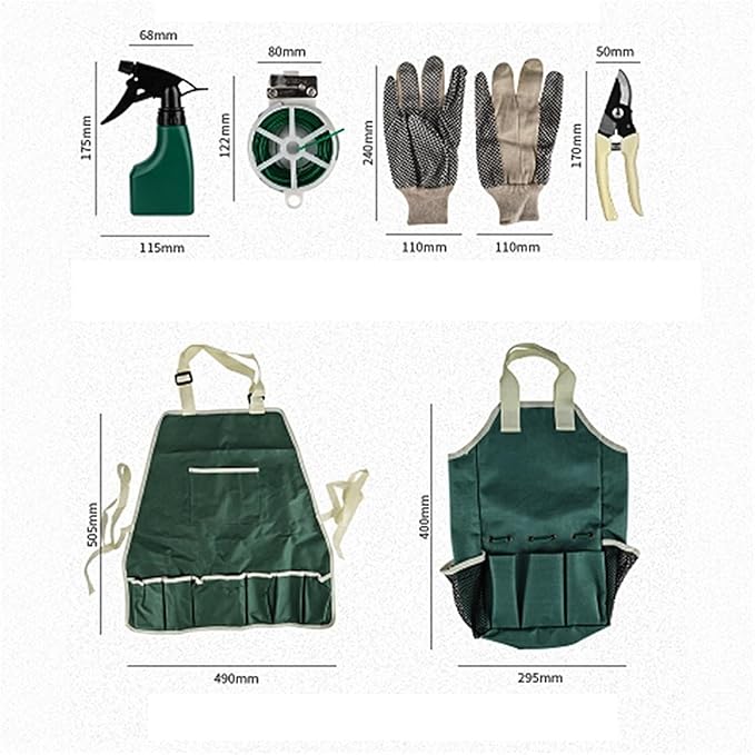 Green Garden Tool Set - 11 Pieces Heavy Duty Stainless Steel Gardening Tool Set with Storage Bag Kraft Box Packaging for Men and Women