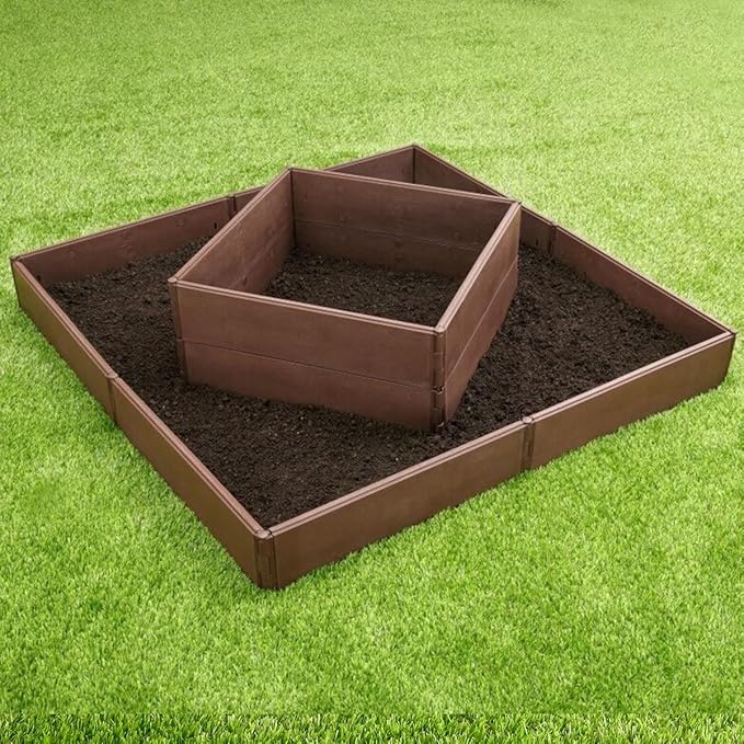 Emsco Group Raised Bed Garden Bed Boards - 4' x 4' - Brown