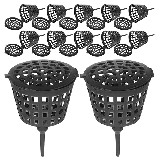 Happyyami 100Pcs Fertilizer Baskets Plastic Portable- Fertilizer Orchid Basket Fertilizer Mesh Basket with Lid Bonsai Fertilizer Box