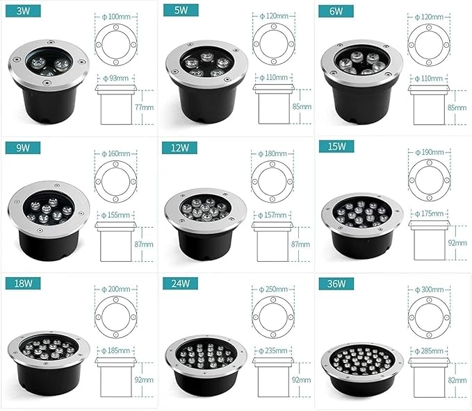 Underwater Pond Light Ground Landscape LightLED Underground LightsRing Fountain LightsUnderwater Landscape Spotlight(RGB9W(12v))