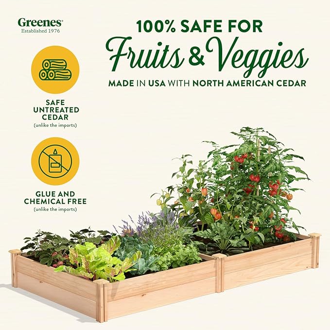 Greenes Fence Premium Cedar Raised Garden Bed 36 x 72 x 11 (3/4 Thick) - Made in USA with North American Cedar