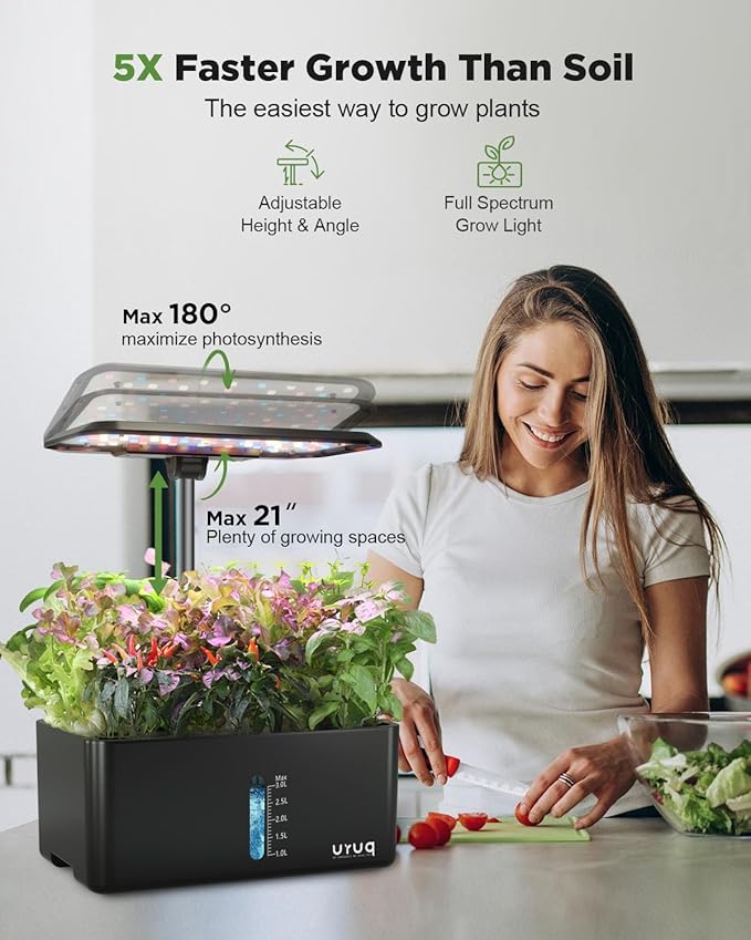 8 Pods Hydroponics Growing System Indoor Garden Black &amp 188Pcs Hydroponic Pods Supplies
