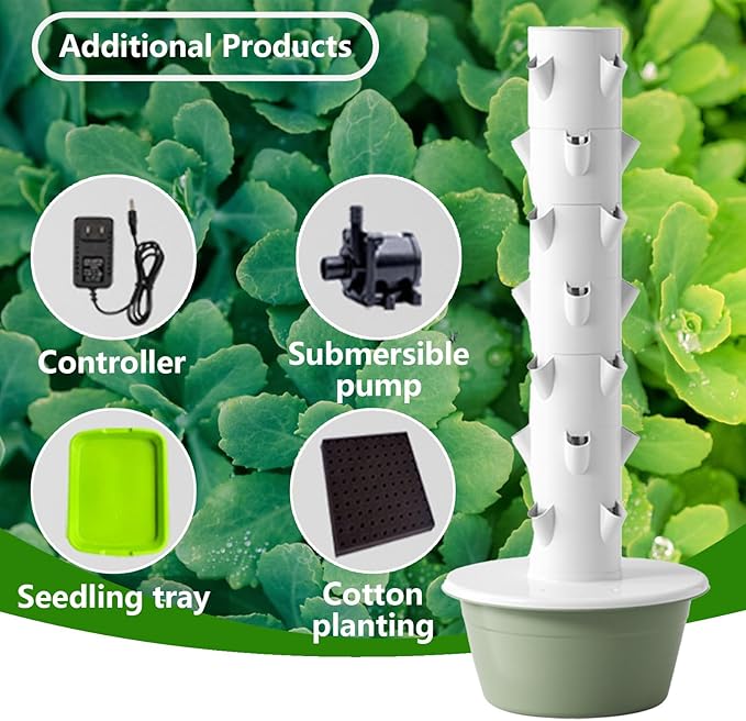 Hydroponic Tower Hydroponics Growing System Kit Hydroponic Tower Garden Waterproof Design Soilless Cultivation Suitable for Indoor and Outdoor Soil-Free Plantingblack-7-Layers