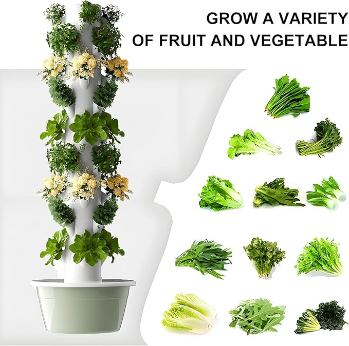 Hydroponic Tower Hydroponic Growing Kits Tower Garden Hydroponics Growing System with Plant Climbing Frame Aeroponic Tower Garden for Herbs Fruits and Vegetables 9Layer