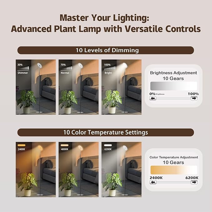 Grow Light for Indoor Plants 60W Full Spectrum LED 85'' Adjustable Standing Plant Light Tall Grow Light with Timer &amp 10-Level Dimmable Ideal for Large Plants &amp Indoor Trees