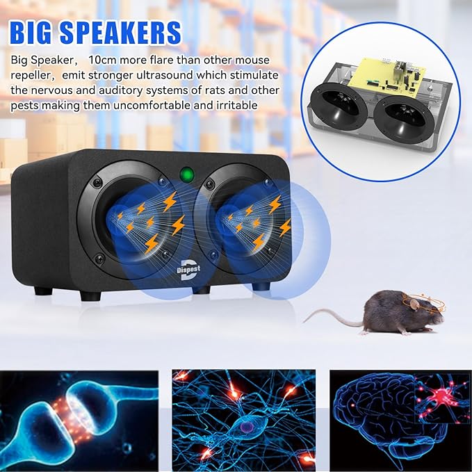 Powerfull Effective Plug in Ultrasonic and Bionic Rodent Mouse Repeller for Building warehouse garage attic Restaurant Supermarket amd more. (Modern)