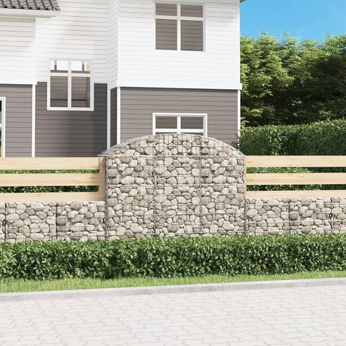 Gabion Basket Silver Galvanized Iron 59.1 x 19.7 x 55.1 in Durable Outdoor Retaining Wall Noise Reducing Garden Barrier