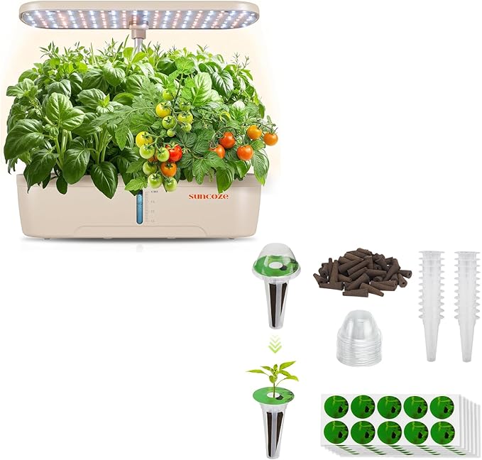 SUNCOZE Hydroponics Growing System Kit 12 Pods &amp 160pcs Hydroponic Pods Supplies