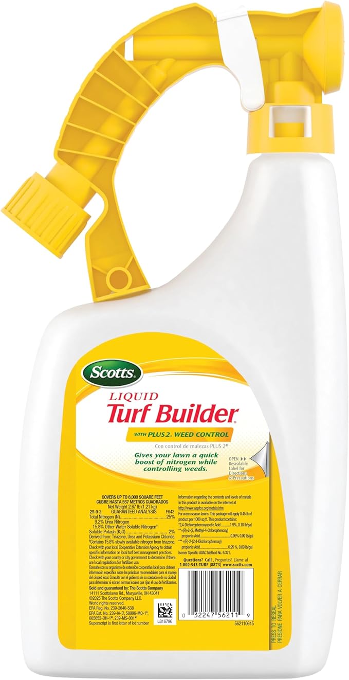 Scotts Liquid Turf Builder Lawn Food and Scotts Liquid Turf Builder Plus 2 Weed Control 3 Container Bundle