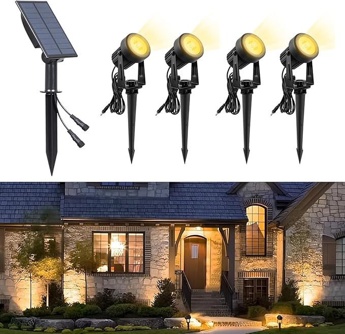 Outdoor Solar Spot Light IP65 Waterproof Solar Spot Lights 270° Adjustable Bright Landscape Light Auto On/Off Solar Lights Landscape Lighting for Garden TreeYardPathway B Warm Light