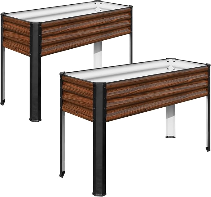 SnugNiture Raised Garden Bed with Legs 2PCS 48×18×32in Outdoor Metal Elevated Raised Planter Box