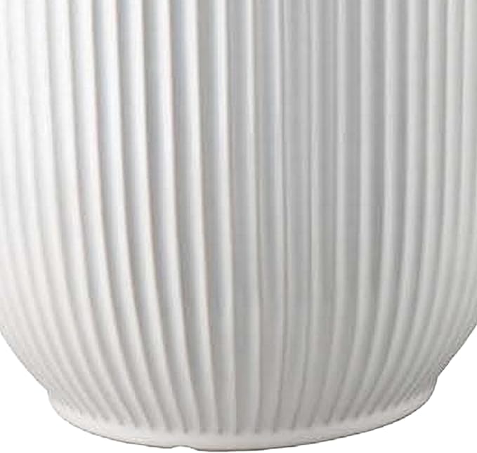 Accent Planter Set of 2 White Ceramic Vertical Ribbed Texture