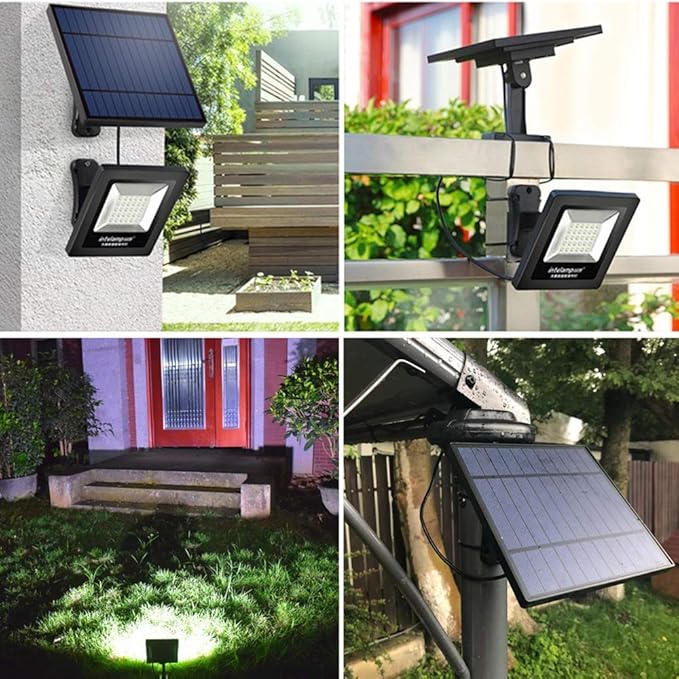 Landscape Lights Solar Lawn Light LED Garden 30LED Floodlight Solar Garden Light Adjustable Solar Panel Security Lamp Waterproof for Lighting LED Street Lamp (5M Cable White)
