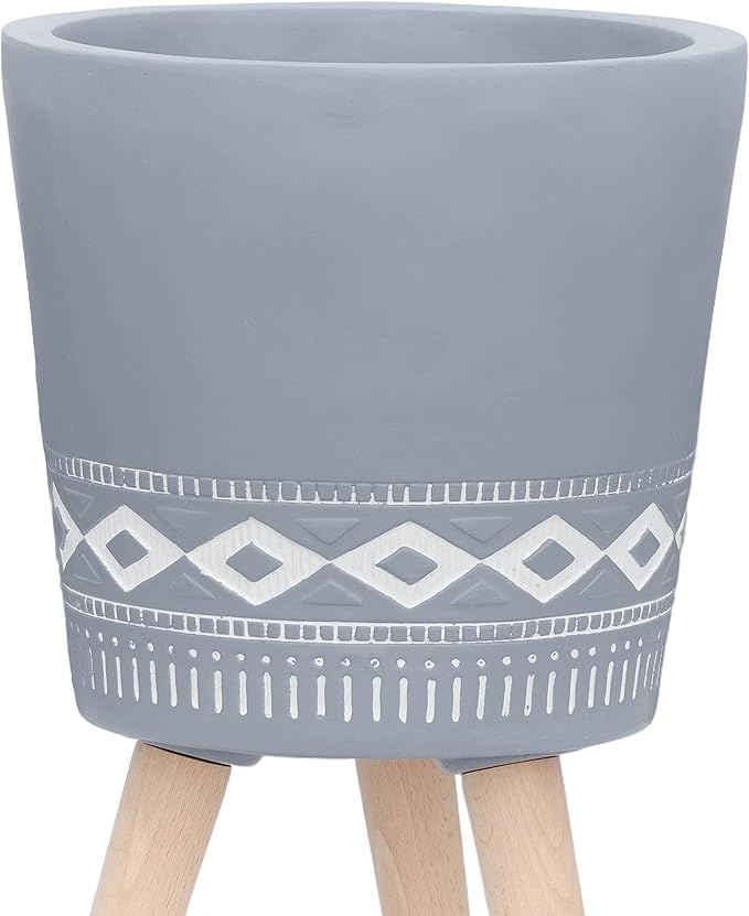 S2 1012 Diamond Planter W Wood Legs Gray (KD)