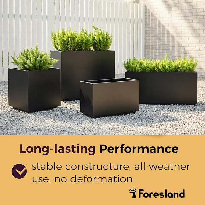 40Wx12Dx16H Metal Planter Raised Garden Bed Rectangular Planter Box for Outdoor Plants Vegetables &amp Vines Features Drainage Holes &amp Adjustable Feet Easy Assembly Black