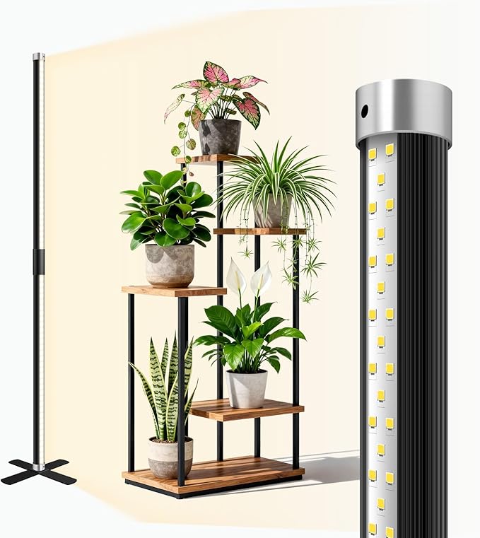 SJZX 4FT Grow Light for Indoor Plants Full Spectrum 150° Wide Beam with 660nm Red Light High CRI 97 Plant Light for Home Garden Herb Succulent Standing &amp Hanging Use