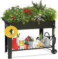aboxoo Large Planter Raised Beds with Legs Outdoor Metal Planter Box on Wheels Elevated Garden Bed for Vegetables Flower Herb Patio (40 L x 11 W x 31.5 H)