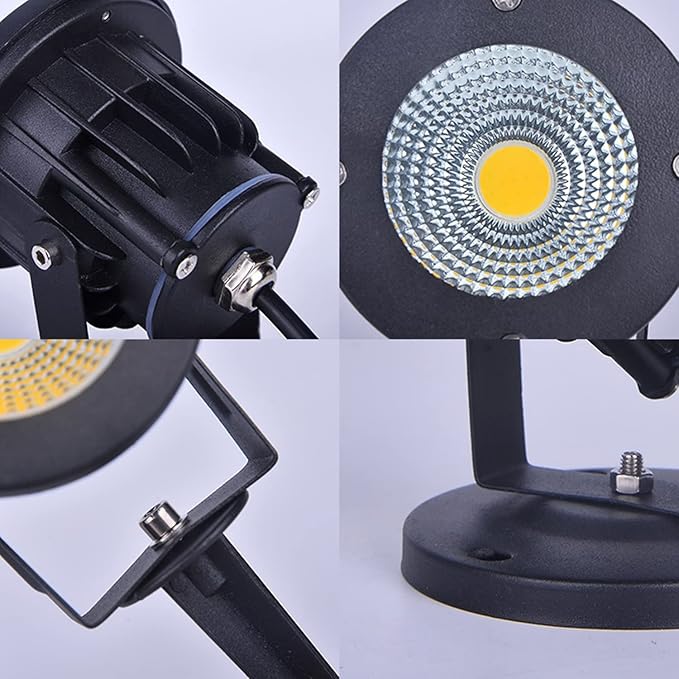 Kiven IP65 Waterproof LED Landscape Clamp Light Black Decorative Spotlight Lamp with Plug-in Cord and Timer for Indoor Outdoor Yard Garden Step Statue LED Lawn Light (5W Cool White)