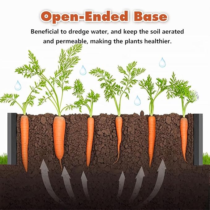 2PC Galvanized Raised Garden Bed Kit8x4x2 FT Galvanized Planter Boxes SetLarge Planter Raised Beds Outdoor Garden Rectangle Vegetable &amp Flower Beds for Herbs Fruits Planting (Black)