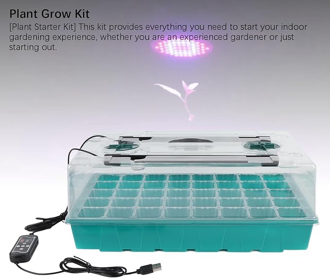 CHICIRIS Plant Starter Kit Seed Starter Tray with Grow Light and Humidity Dome Transparent Design for Indoor Plants Full Spectrum Light Customizable Lighting Drainage Design