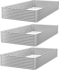 FRIZIONE 3pcs Galvanized Raised Garden Bed OutdoorAbove Ground Garden Bed for VegetableMetal Raised Beds for FlowerSteel Raised Beds for Gardening - 36x18 inch