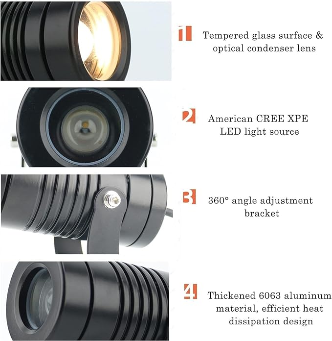 Rotation Spotlight - LED Beam Spotlight IP67 Waterproof Narrow Beam Spot Light Remote Illumination Spotlights for Outdoor Building Lighting Outdoor Building Exterior Wall Projector Lights(White5w(