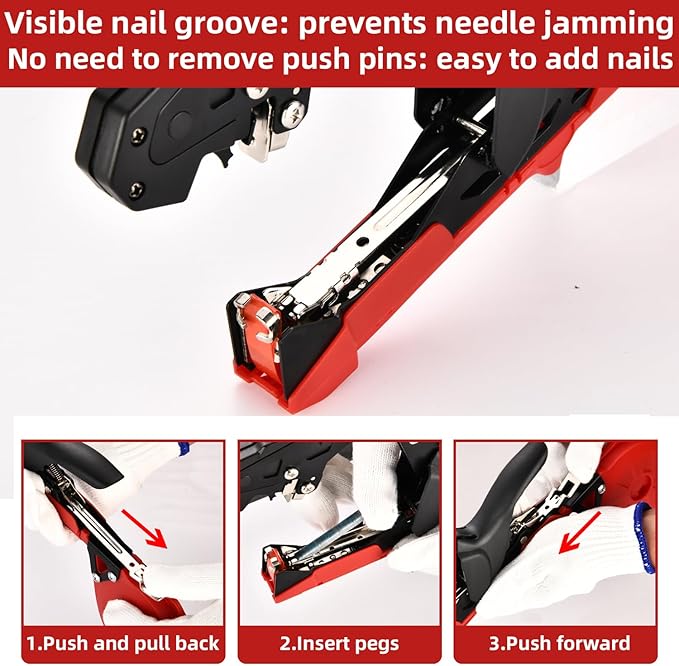 Suca Plant Tying Machine Lightweight Plant Tying Tape Tool to Tie Up Vine Quickly Plant Tie Tapener Gun with Tapes and Staples Red