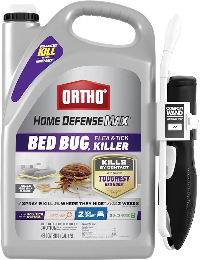 Ortho Home Defense Max Bed Bug Flea &amp Tick Killer with Comfort Wand – Also Kills Bed Bug Eggs Ready-to-Use Indoor Pest Control Spray 1 gal.