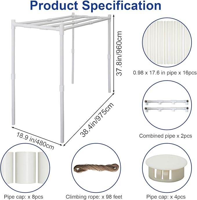 Block Light Hydroponics Growing System Kit with Plant Climbing Frame108 Plant Sites 3 Layers Food-Grade PVC-U Pipes for Leafy VegetablesFruits Herbs(Deluxe Version)