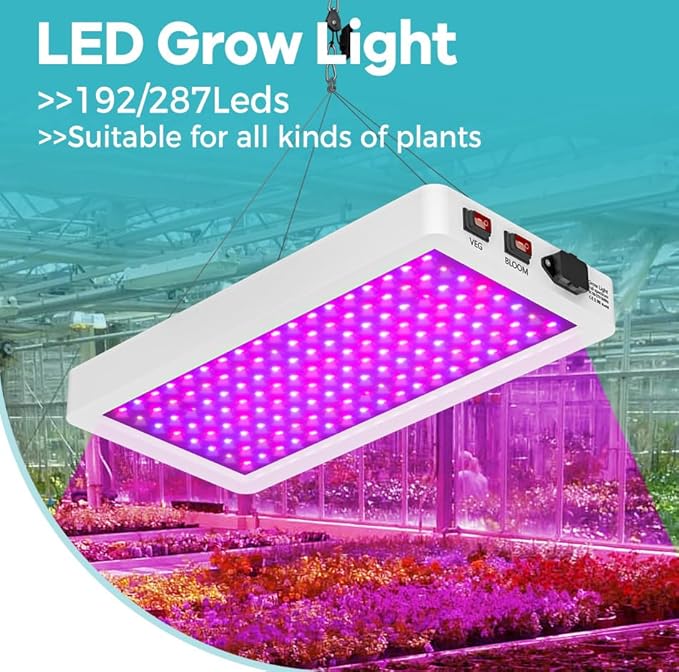 2PCS 1000W LED Grow Lights -Red&ampBlue High-Efficiency Lamp Smart Dimmable &amp VEG/BLOOM Dual Modes Seeding Flowering Germination Lamps for Hydroponics Greenhouse Fruit Plant Lighting with US Pl