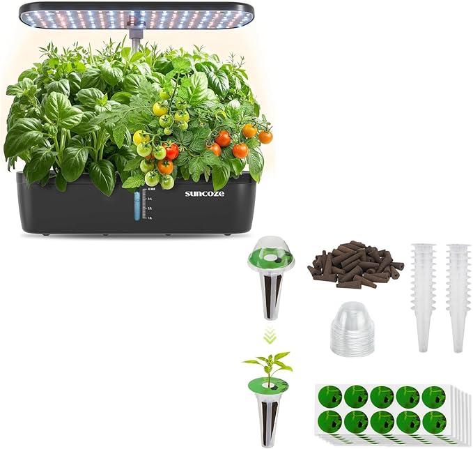 SUNCOZE Hydroponics Growing System Kit 12 Pods &amp 160pcs Hydroponic Pods Supplies
