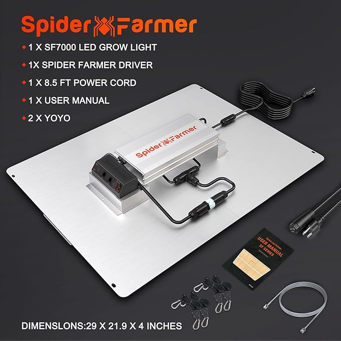 SPIDER FARMER SF7000 Samsung LM301B Diodes Led Grow Light Full Spectrum Plant Grow Light 650W Dimmable &amp High Efficiency &amp Uniform PPFD Commercial Lamps for Seedling Veg &amp Bloom In 5x5