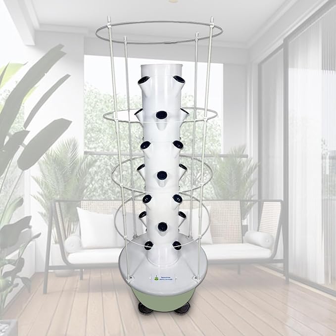 Hydroponic Microgreen Kit Tower Garden Growing System Fruits &amp Vegetables with Hydrating PumpControllerSeedling TrayCotton Planting B(28Pots)