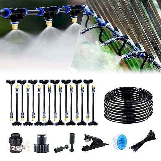 Update 66Ft Irrigation Copper Nozzle System Automatic Irrigation System with Replaceable 360°Bendable Sprayeratomizing Copper Nozzle for Watering System for Garden Plant Lawn Patio and Yard.(16)