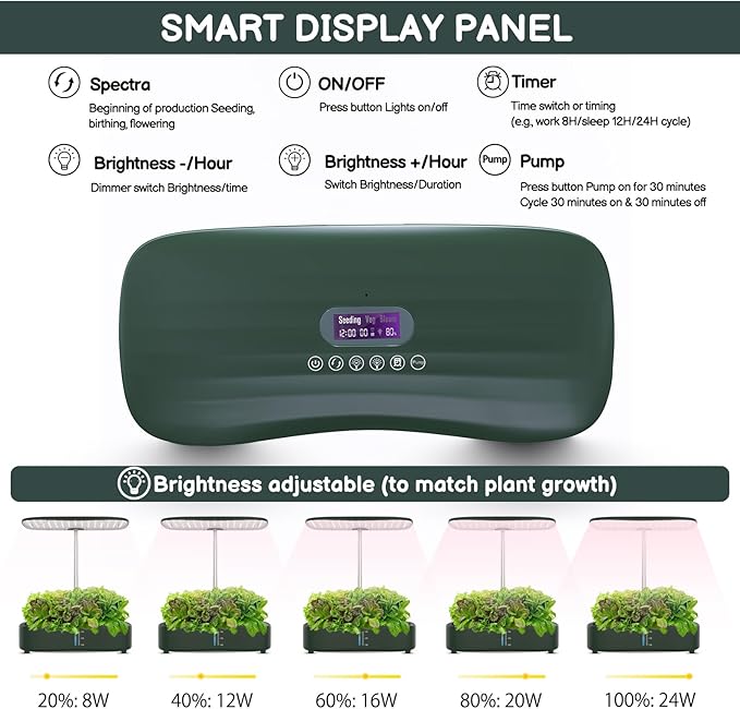 Hydroponics Growing System Kit - 12 Pods Indoor Herb Garden with LED Grow Light Auto Timer Adjustable Height up to 17 - Ideal for Home Birthday &amp Mother's Day Gifts for Women (Dark Green)