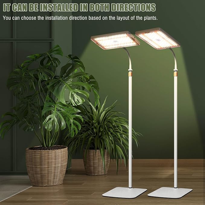 LED Grow Lights for Indoor Plants with Stand for Floor and Tabletop  Full Spectrum plant lights for indoor growing with Timer 4H/8H/12H Plant light with 3 Lighting Mode &amp 10 Dimmable Brightness.