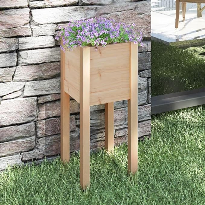 Garden Planter Standing planters Raised Flower Bed Planter Boxes Gardening Box Suitable for Corridor Courtyard Orchard Nursery 12.2x12.2x27.6 Solid Wood Pine