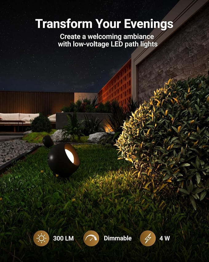 Sunco LED Low Voltage Spotlight Revolver Sphere Shaped Garden Landscape Lights Outdoor [Luces para Jardin] 4W 300 LM 3 CCT: 2700K/4000K/5000K Wet Rated ETL 50 Pack.