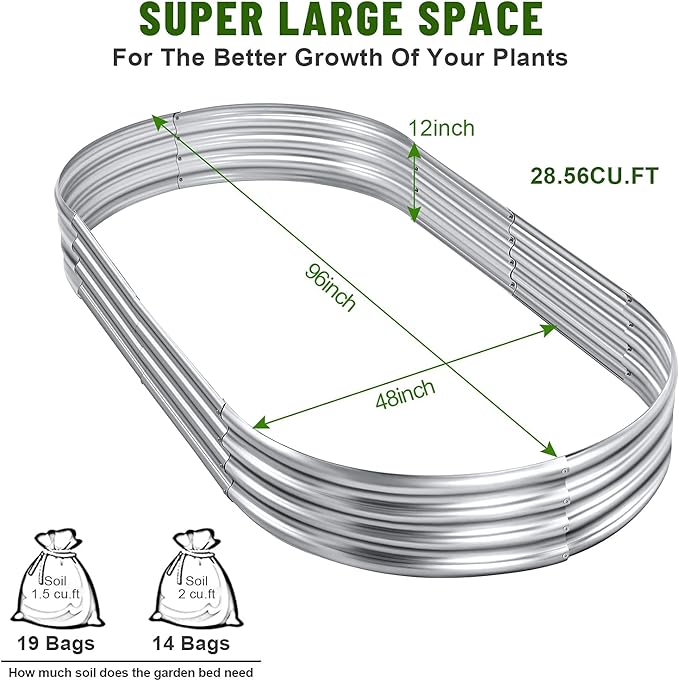 Land Guard 2Pcs Galvanized Steel Raised Garden Bed8 x 4 x 1 ft Large Metal Raised Planter Beds Aluminum Raised Garden Bed for Vegetables 8 x 4 x 1ft(2pcs)