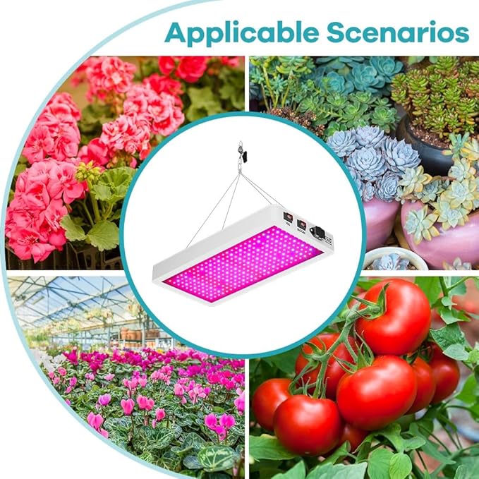 500W LED Grow Light Red Blue Full Spectrum Plant Lamps 312leds Fill Lights Veg/Bloom Modes Dimmable Sunlight Greenhouse Hydroponics 100-277V Indoor UV IR Seeds Cultivation Lighting with Hook US Plug