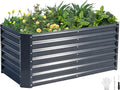 4x2x2ft Raised Garden Bed - Galvanized Deep Root Planter Boxes Outdoor with Wing Nuts and Safety Edges for Gardening Vegetables Flowers Herbs Succulents - Gray